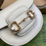HORSEBIT 1955 MINI TOP HANDLE BAG 18 IN WHITE CALFSKIN GOLD HARDWARE - Image 16