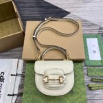 HORSEBIT 1955 MINI TOP HANDLE BAG 18 IN WHITE CALFSKIN GOLD HARDWARE - Image 10