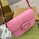 HORSEBIT 1955 SHOULDER BAG 25 IN PINK LAMBSKIN GOLD HARDWARE - Image 14