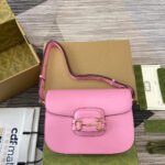 HORSEBIT 1955 SHOULDER BAG 25 IN PINK LAMBSKIN GOLD HARDWARE - Image 10