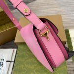 HORSEBIT 1955 SHOULDER BAG 25 IN PINK LAMBSKIN GOLD HARDWARE - Image 9