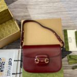 HORSEBIT 1955 SHOULDER BAG 25 IN WINE RED LAMBSKIN GOLD HARDWARE - Image 10