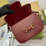 HORSEBIT 1955 SHOULDER BAG 25 IN WINE RED LAMBSKIN GOLD HARDWARE - Image 5