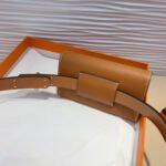 HM KELLY POCKET 18MM BELT CINNAMON BROWN LEATHER GOLD HARDWARE - Image 7