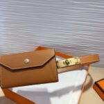 HM KELLY POCKET 18MM BELT CINNAMON BROWN LEATHER GOLD HARDWARE - Image 10
