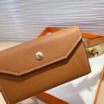 HM KELLY POCKET 18MM BELT CINNAMON BROWN LEATHER GOLD HARDWARE - Image 5