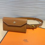 HM KELLY POCKET 18MM BELT CINNAMON BROWN LEATHER GOLD HARDWARE - Image 8