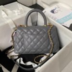 CHANEL 25S COCO HANDLE BAG 23 IN DARK GREY CAVIAR WITH GOLD HARDWARE - Image 2