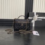COSMETIC BAG 19 IN BLACK GRAINED CALFSKIN GOLD HARDWARE - Image 10