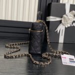 COSMETIC BAG 19 IN BLACK GRAINED CALFSKIN GOLD HARDWARE - Image 12