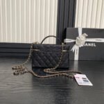 COSMETIC BAG 19 IN BLACK GRAINED CALFSKIN GOLD HARDWARE - Image 7