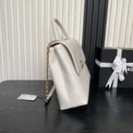 CHANEL 25S TOP HANDLE SHOULDER BAG 37 IN CREAM WHITE CALFSKIN WITH GOLD HARDWARE - Image 12