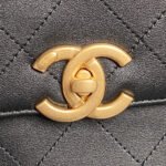 CHANEL 25S TOP HANDLE SHOULDER BAG 37 IN BLACK CALFSKIN WITH GOLD HARDWARE - Image 2