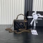 CHANEL 25S VANITY CASE BAG 19 IN BLACK CALFSKIN GOLD HARDWARE - Image 10