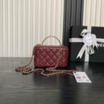 CHANEL 25S VANITY BAG 17 IN DARK RED LAMBSKIN WITH GOLD HARDWARE - Image 8