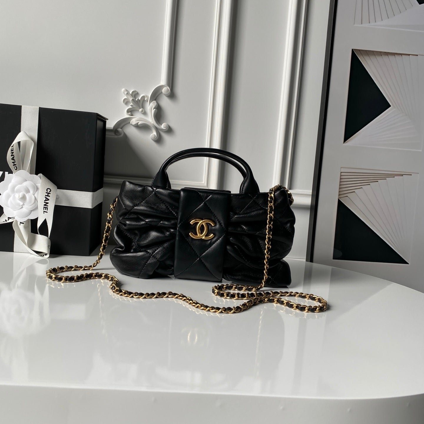 img_70762a6f_20250929_i1759086219859_7641_0_0_jpg CHANEL 25S BOW BAG 26 IN BLACK LAMBSKIN WITH GOLD HARDWARE - Image 1
