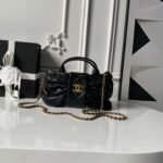 CHANEL 25S BOW BAG 26 IN BLACK LAMBSKIN WITH GOLD HARDWARE - Image 3