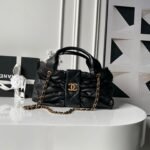 CHANEL 25S BOW BAG 38 IN BLACK LAMBSKIN WITH GOLD HARDWARE - Image 10