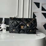 CHANEL 25S FLAP BAG 45 IN BLACK LAMBSKIN WITH GOLD HARDWARE - Image 10