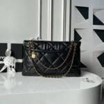 CHANEL 25S FLAP BAG 45 IN BLACK LAMBSKIN WITH GOLD HARDWARE - Image 3