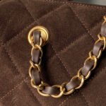 CHANEL 25S BOWLING BAG 24 IN DARK BROWN SUEDE GOLD HARDWARE - Image 6