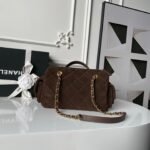 CHANEL 25S BOWLING BAG 24 IN DARK BROWN SUEDE GOLD HARDWARE - Image 11