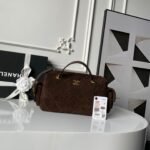 CHANEL 25S BOWLING BAG 24 IN DARK BROWN SUEDE GOLD HARDWARE - Image 10