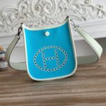 MINI NEO 17 EVELYNE BAG IN SKY BLUE CANVAS AND WHITE CALFSKIN - Image 10