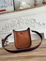 MINI NEO 17 EVELYNE BAG IN BRONZE BROWN CANVAS AND PLUM PURPLE CALFSKIN - Image 2