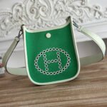 MINI NEO 17 EVELYNE BAG IN EMERALD GREEN CANVAS AND WHITE CALFSKIN - Image 10