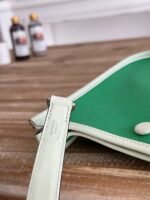 MINI NEO 17 EVELYNE BAG IN EMERALD GREEN CANVAS AND WHITE CALFSKIN - Image 4