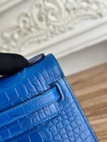 HM 26S KELLY MINI 22MM IN DARK BLUE CROC EMBOSSED CALFSKIN SILVER KELLY BUCKLE - Image 7