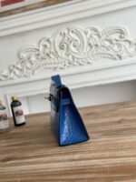 HM 26S KELLY MINI 22MM IN DARK BLUE CROC EMBOSSED CALFSKIN GOLD KELLY BUCKLE - Image 8