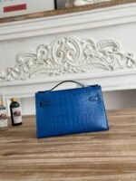 HM 26S KELLY MINI 22MM IN DARK BLUE CROC EMBOSSED CALFSKIN GOLD KELLY BUCKLE - Image 11