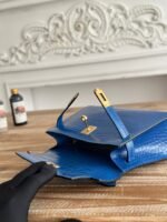 HM 26S KELLY MINI 22MM IN DARK BLUE CROC EMBOSSED CALFSKIN GOLD KELLY BUCKLE - Image 12