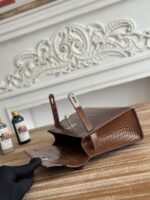 HM 26S KELLY MINI 22MM IN DARK BROWN CROC EMBOSSED CALFSKIN SILVER KELLY BUCKLE - Image 12