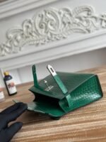 HM 26S KELLY MINI 22MM IN DARK GREEN CROC EMBOSSED CALFSKIN SILVER KELLY BUCKLE - Image 3