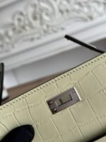 HM 26S KELLY MINI 22MM IN BEIGE CROC EMBOSSED CALFSKIN SILVER KELLY BUCKLE - Image 14