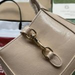 JACKIE NOTTE MINI BAG 19 IN BEIGE CRACKED LACQUER CALFSKIN GOLD HARDWARE - Image 5
