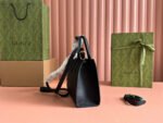 JACKIE SMALL TOTE BAG 24 IN BLACK CALFSKIN GOLD HARDWARE - Image 2