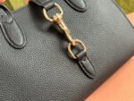 JACKIE SMALL TOTE BAG 24 IN BLACK CALFSKIN GOLD HARDWARE - Image 4