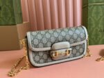 GG HORSEBIT 1955 BAG 24 IN BEIGE CANVAS AND WHITE CALFSKIN - Image 2