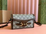 GG HORSEBIT 1955 MINI 18 BAG BEIGE CANVAS AND BROWN CALFSKIN - Image 2
