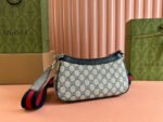 OPHIDIA SHOULDER BAG 25 IN GREY EBONY CANVAS AND BLACK LAMBSKIN SILVER HARDWARE - Image 3