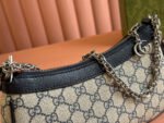 OPHIDIA SHOULDER BAG 25 IN GREY EBONY CANVAS AND BLACK LAMBSKIN SILVER HARDWARE - Image 5