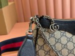 OPHIDIA SHOULDER BAG 25 IN GREY EBONY CANVAS AND BLACK LAMBSKIN SILVER HARDWARE - Image 6
