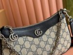 OPHIDIA SHOULDER BAG 25 IN GREY EBONY CANVAS AND BLACK LAMBSKIN SILVER HARDWARE - Image 8