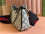 OPHIDIA SHOULDER BAG 25 IN GREY EBONY CANVAS AND BLACK LAMBSKIN SILVER HARDWARE - Image 4