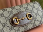 HORSEBIT 1955 WALLET IN BEIGE EBONY CANVAS MIX BROWN CALFSKIN GOLD CHAIN - Image 8