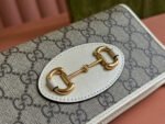 HORSEBIT 1955 WALLET IN BEIGE EBONY CANVAS MIX WHITE CALFSKIN GOLD CHAIN - Image 12